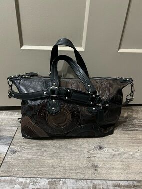 Vintage Like new Coach Ashley Chocolate Patchwork Satchel shoulder bag F15474